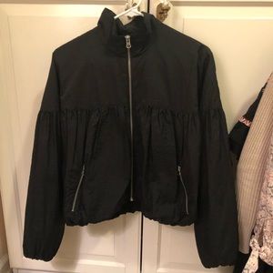 Free People black zip front windbreaker